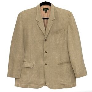 J Crew Men Jacket XL Tall Oarsman Label Tan Linen Blazer Preppy Sport Coat USA